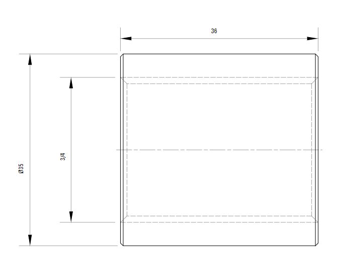 Схема переходника с внутренней резьбой ISO 228 AIRnet (для систем трубопровода сжатого воздуха). Диаметр резьбы 20 мм.