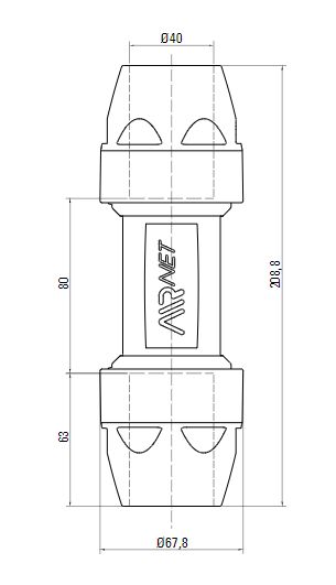 Схема равнопроходная муфта AIRnet (для систем трубопровода сжатого воздуха). Диаметр 40 мм.