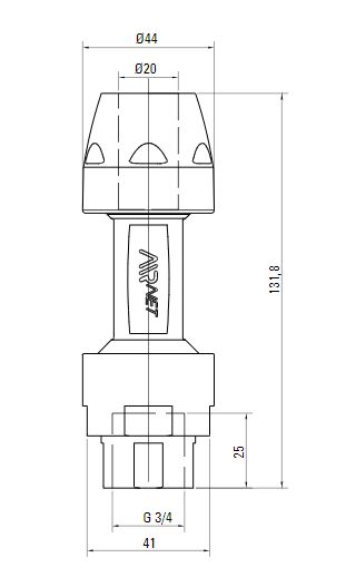 Схема разъемного переходника AIRnet на внутреннюю резьбу ISO 228 (для систем трубопровода сжатого воздуха). Диаметр 20 мм.