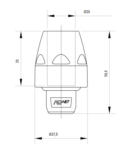 Схема торцевой заглушки AIRnet (для систем трубопровода сжатого воздуха). Диаметр 20 мм.