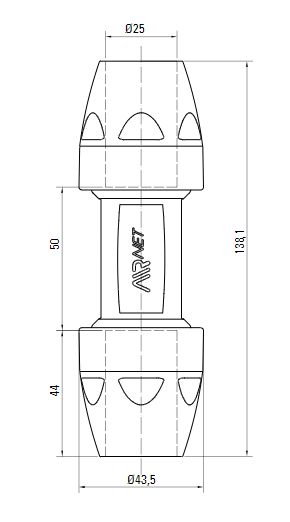 Схема равнопроходная муфта AIRnet (для систем трубопровода сжатого воздуха). Диаметр 25 мм.