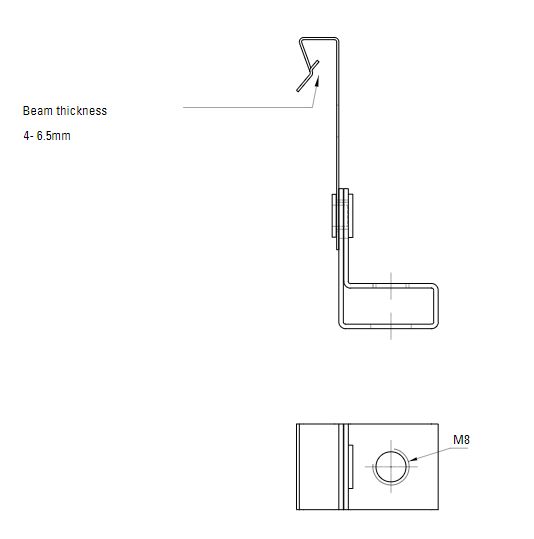 Схема скобы для подвешивания труб профиля H толщиной 4-6,5 мм