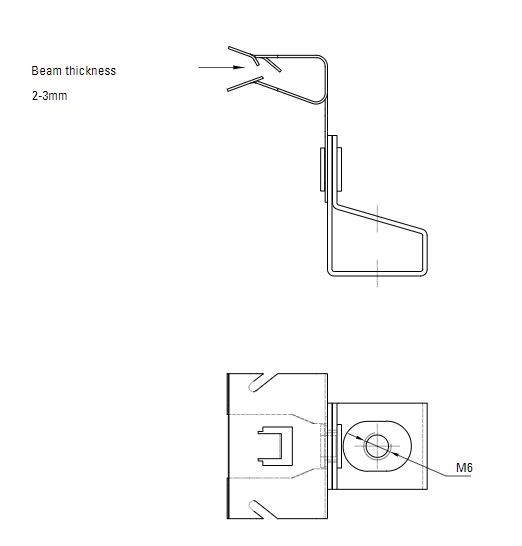 Схема нажимной монтажной струбцины для однотаврового профиля. 2-3 мм