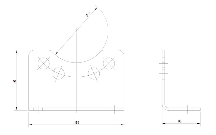 Схема опоры фланца AIRnet (для систем трубопровода сжатого воздуха). Диаметр 63 мм.