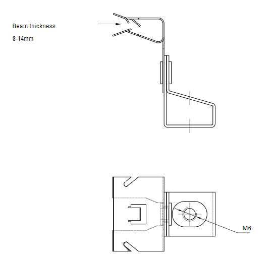 Схема нажимной монтажной струбцины для однотаврового профиля. 8-14 мм