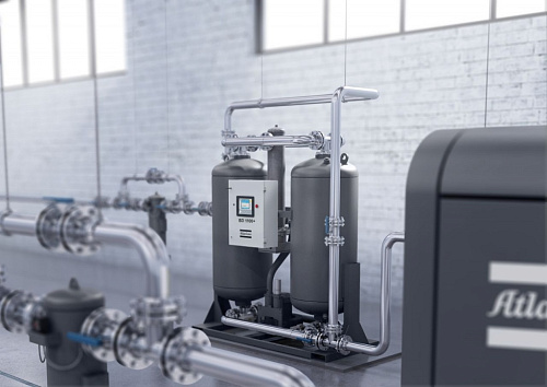 Atlas Copco BD 1100+. Адсорбционный осушитель воздуха Atlas Copco с горячей регенерацией серии BD 1100+ с точкой росы под давлением -40 °C и охлаждением продувкой.