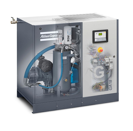 Atlas Copco компрессор GA18+ 8.5P CE Atlas Copco компрессор GA18+ 8.5P CE, винтовой, электрический, воздушный, маслозаполненный.