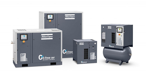 Компрессор Atlas Copco SF 6 FF. Стоматологический медицинский спиральный компрессор Atlas Copco SF 6 FF со встроенным осушителем.