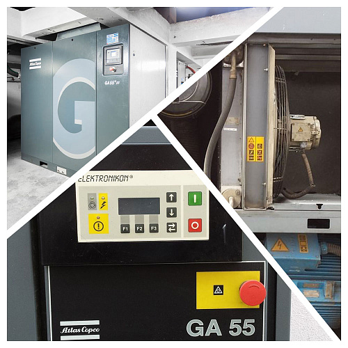 Atlas Copco компрессор GA55 10FF Atlas Copco компрессор GA55 10FF, винтовой, электрический, воздушный, маслозаполненный.