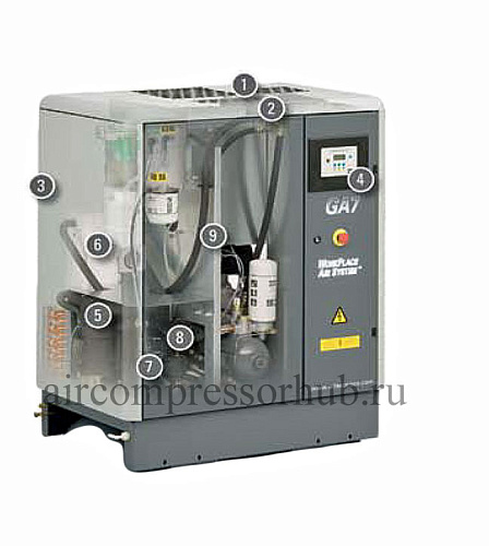 Atlas Copco компрессор GA7 13P Atlas Copco компрессор GA7 13P, винтовой, электрический, воздушный, маслозаполненный.