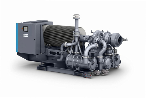 Турбокомпрессор Atlas Copco ZH900+ 3.9. Безмасляный, двухступенчатый, воздушный, турбокомпрессор Atlas Copco ZH900+ 3.9 с предустановленным коллектором охлаждающей воды, встроенным продувочным клапаном с глушителем.