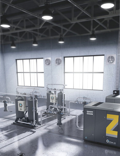 Atlas Copco BD 2200+. Адсорбционный осушитель воздуха Atlas Copco с горячей регенерацией серии BD 2200+ с точкой росы под давлением -40 °C и охлаждением с нулевыми потерями на продувку.