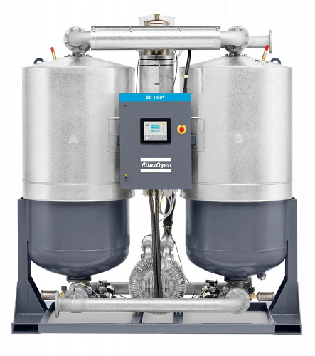 Atlas Copco BD 1100+. Адсорбционный осушитель воздуха Atlas Copco с горячей регенерацией серии BD 1100+ с точкой росы под давлением -40 °C и охлаждением продувкой.
