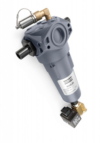 Влагоотделитель Atlas Copco WSD250. Влагоотделитель Atlas Copco WSD250 - циклонный сепаратор эффективно отделяет воду с помощью циклонного уловителя.