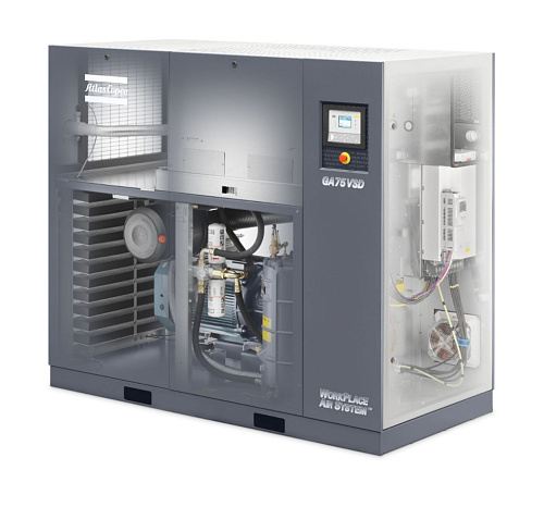 Atlas Copco Atlas Copco GA 75 VSD Workplace. Винтовой, воздушный маслонаполненный компрессор Atlas Copco GA 75 VSD Workplace