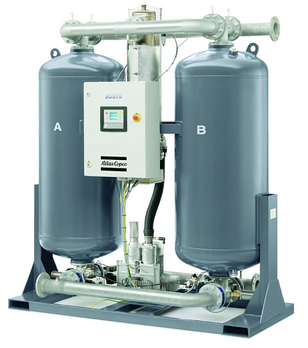 Atlas Copco BD 970. Адсорбционный осушитель воздуха Atlas Copco прогревом и продувкой серии BD 970, температура сжатого воздуха на входе: 35 °C/100 °F.