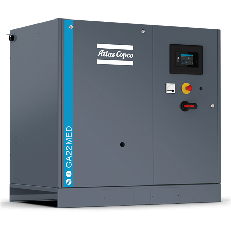 Компрессор Atlas Copco GA22-MED 10. Винтовой, маслосмазываемый медицинский компрессор Atlas Copco GA 22 MED 10.