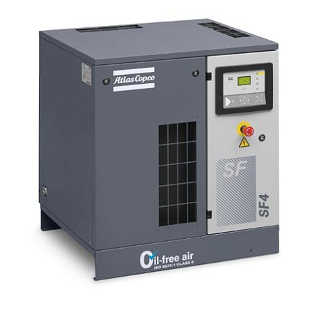 Компрессор Atlas Copco SF 4 FF. Стоматологический медицинский спиральный компрессор Atlas Copco SF 4 FF со встроенным осушителем.